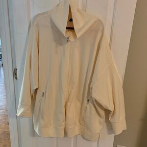 Old Navy Cream Zip-Front Ribbed Jacket